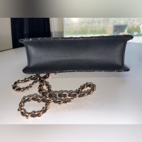 Badgley Mischka Black Tweed Chain Crossbody Bag NWT - Picture 6 of 7